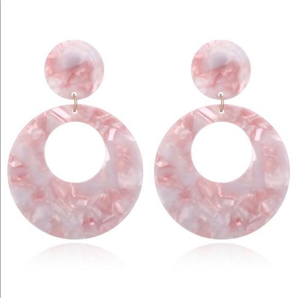 Round Pink Earrings - Picture 2 of 3